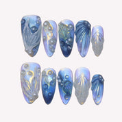 Thetis - Ersa Nails Blue Medium Almond PressOnNails