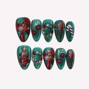 Tidings of Joy - Ersa Nails Red Jade PressOnNails