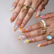 Time To Shine - Ersa Nails Orange Blue PressOnNails