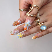 Time To Shine - Ersa Nails Orange Blue PressOnNails