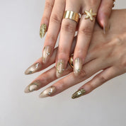 To The Moon - Ersa Nails Nude Gold PressOnNails