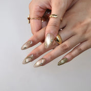 To The Moon - Ersa Nails Nude Gold PressOnNails