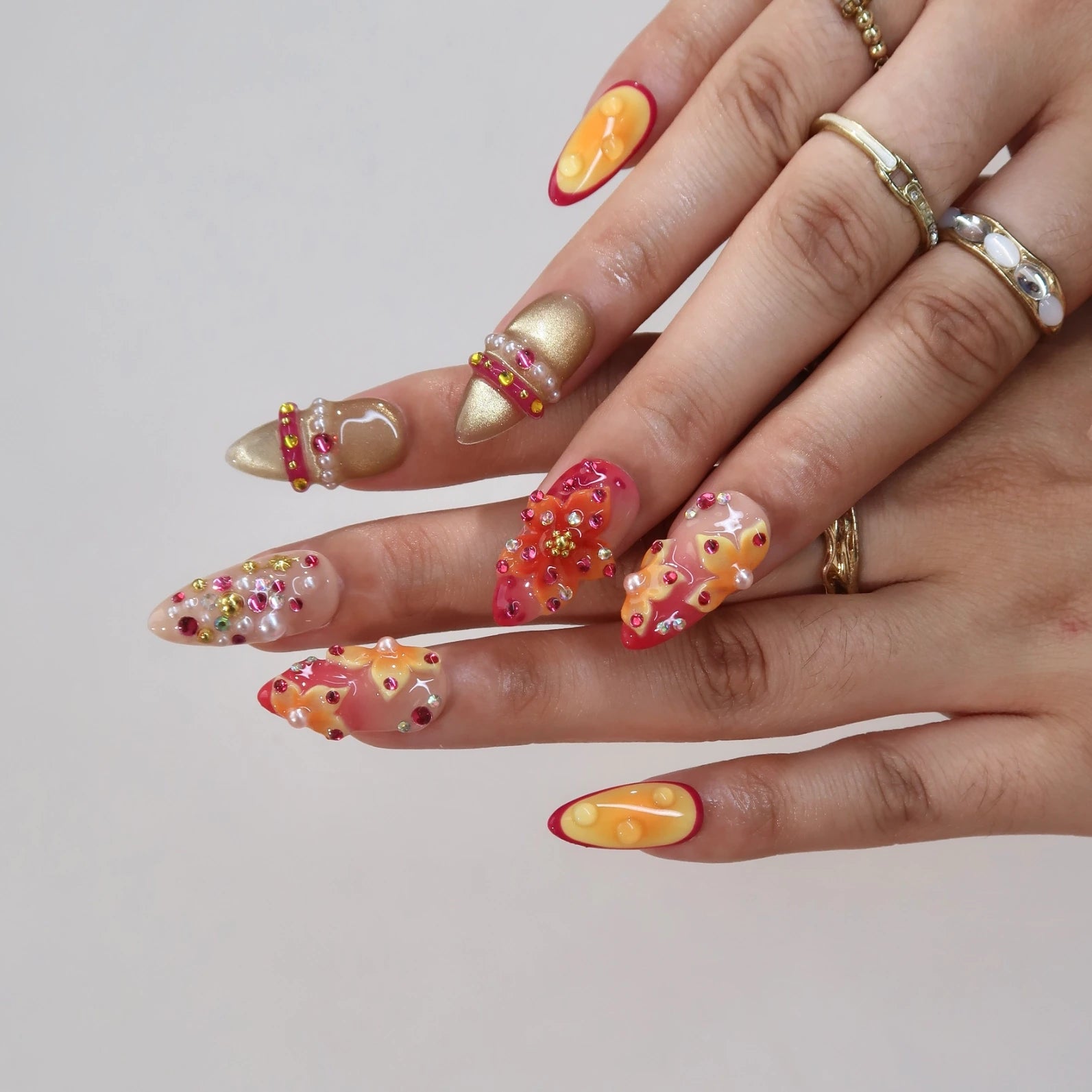 Tropical Cocktail- Ersa Nails Orange PressOnNails