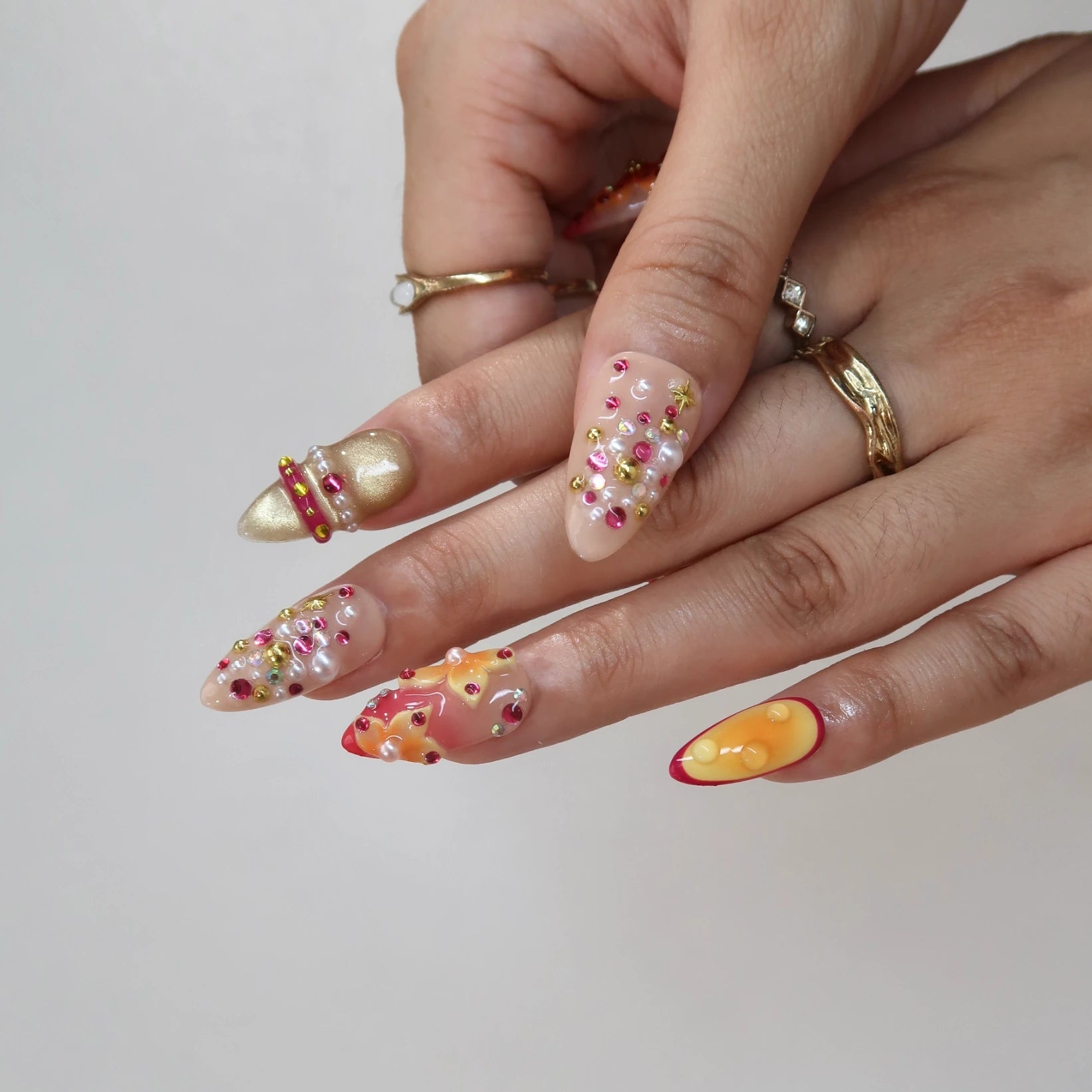 Tropical Cocktail- Ersa Nails Orange PressOnNails