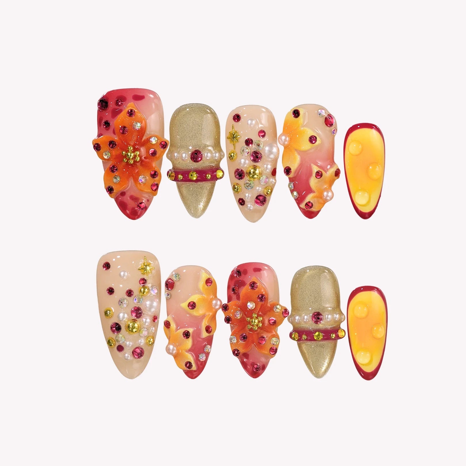 Tropical Cocktail- Ersa Nails Orange PressOnNails