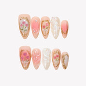 Tulip Fairy - Ersa Nails Pink White Gold PressOnNails