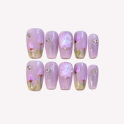 Tulip Wonderland - Ersa Nails Purple Short Coffin PressOnNails