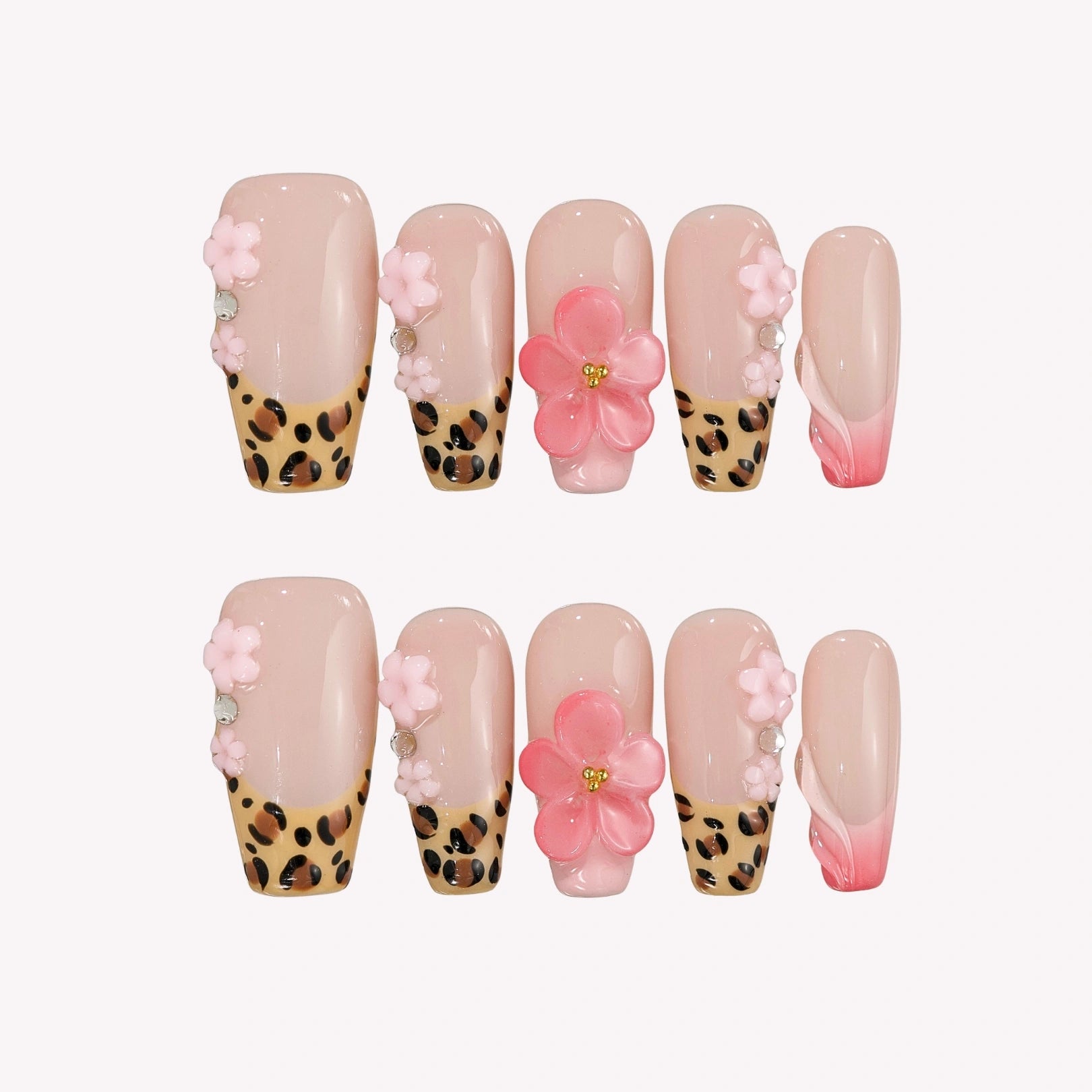 Undefined - Ersa Nails Pink Brown PressOnNails