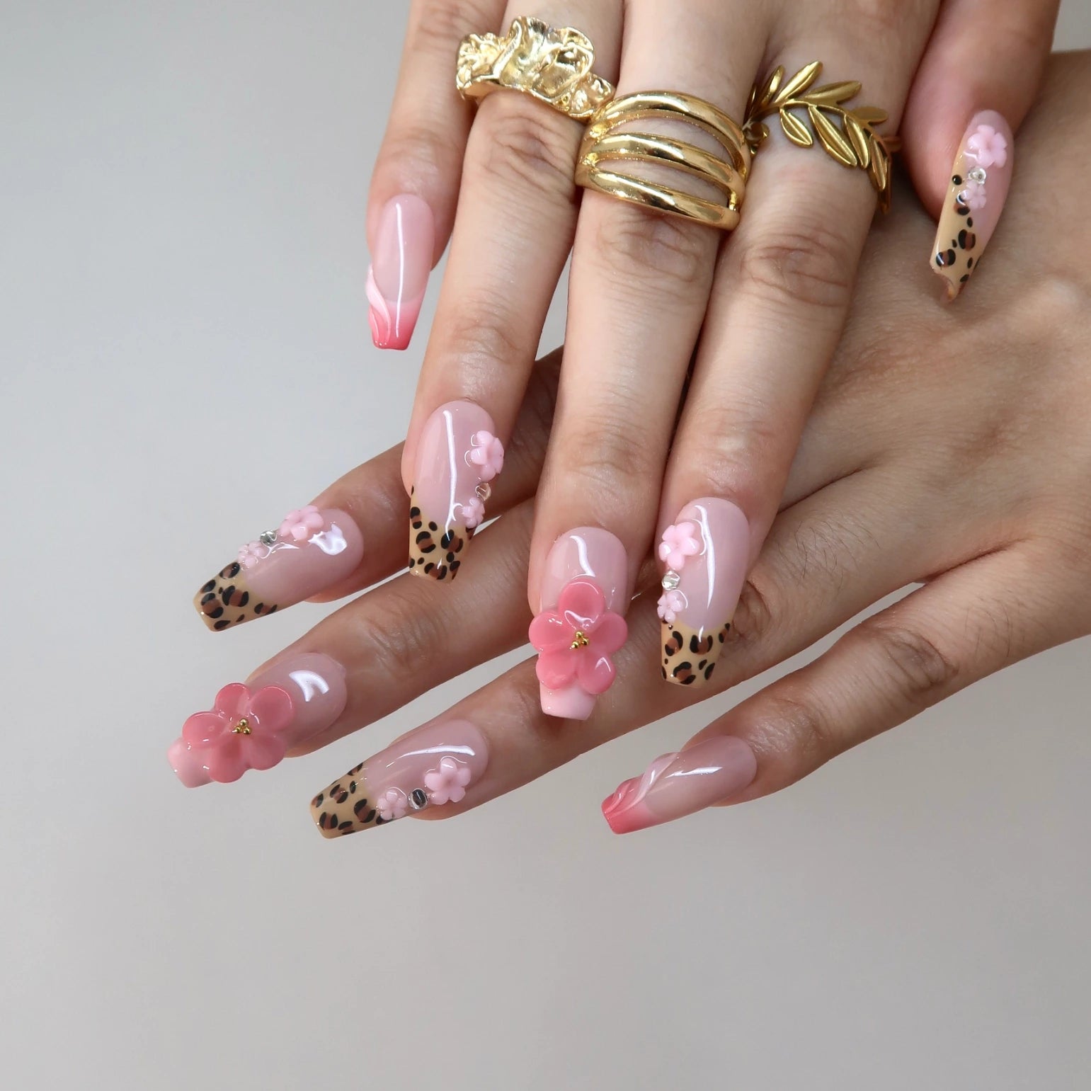 Undefined - Ersa Nails Pink Brown PressOnNails