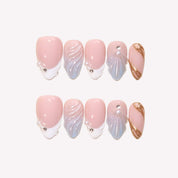 Undine - Ersa Nails Nude Blue White PressOnNails