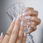 Undine - Ersa Nails Nude Blue White PressOnNails