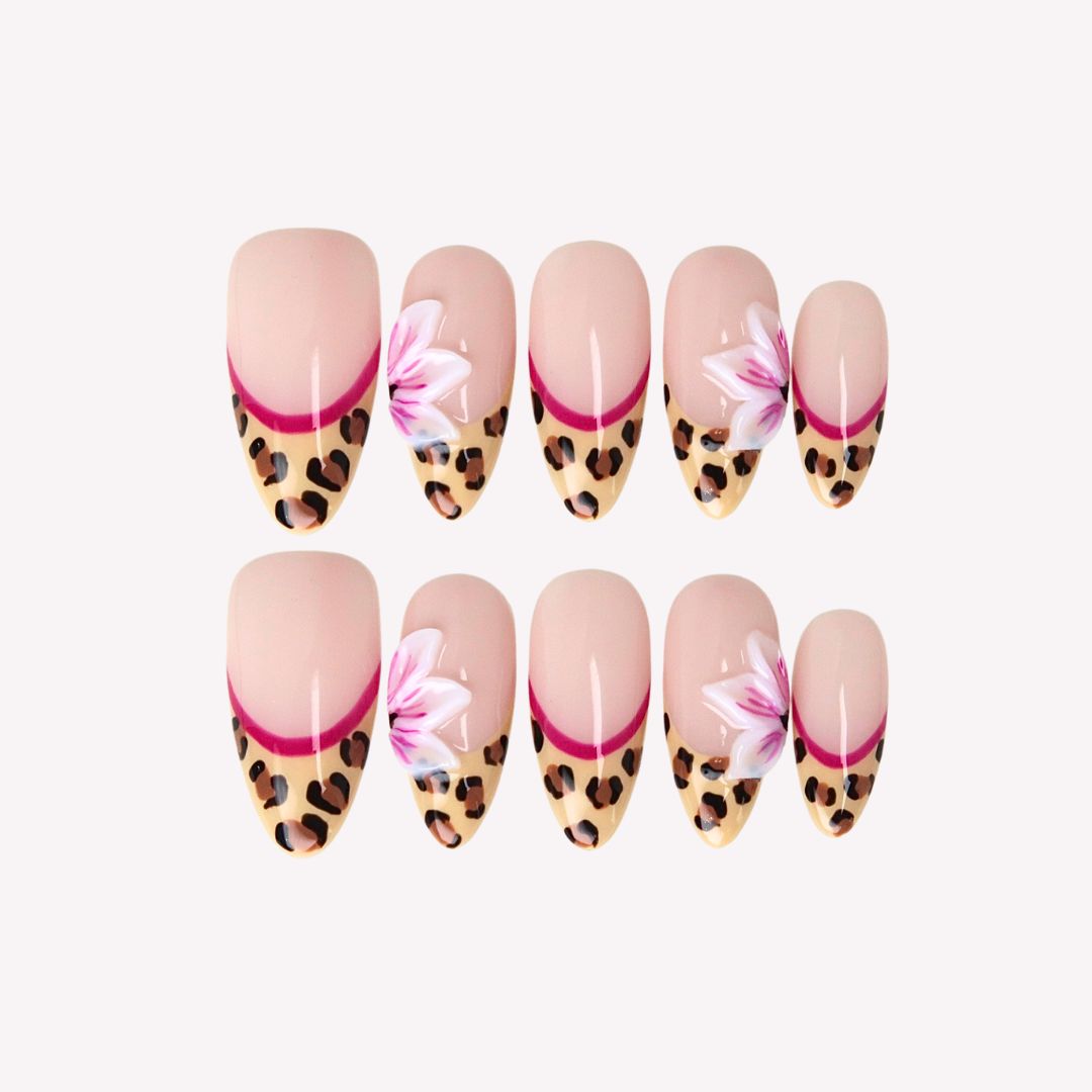 Untamed Glamour - Ersa Nails Nude Pink Black PressOnNails