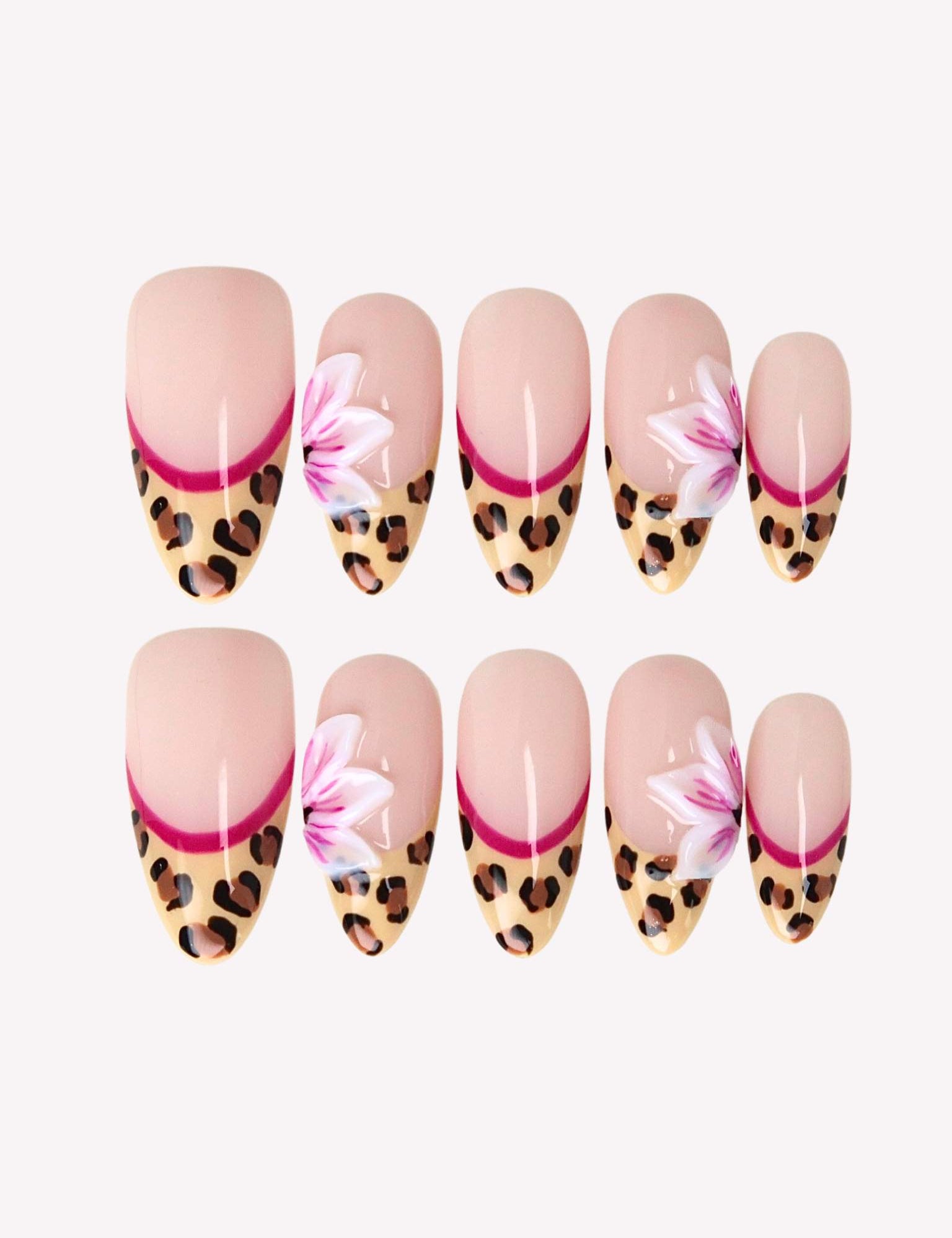 Untamed Glamour - Ersa Nails Nude Pink Black PressOnNails