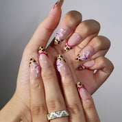 Untamed Glamour - Ersa Nails Nude Pink Black PressOnNails