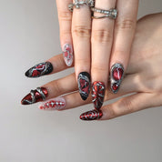 Venomous - Ersa Nails Red Silver PressOnNails