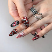 Venomous - Ersa Nails Red Silver PressOnNails