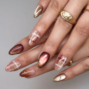 Warm Embrace- Ersa Nails Brown Gold PressOnNails
