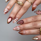 Warm Embrace- Ersa Nails Brown Gold PressOnNails