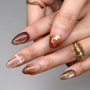 Warm Embrace- Ersa Nails Brown Gold PressOnNails