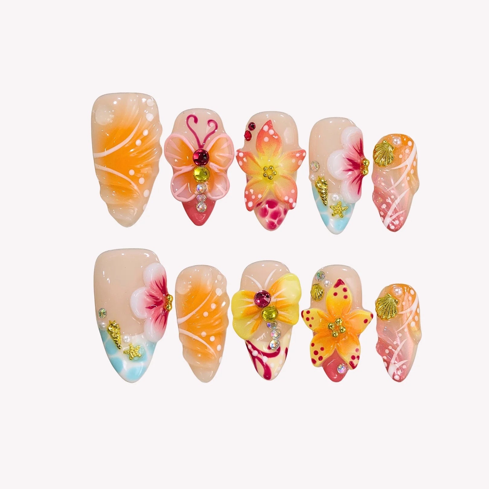 Warm & Colorful - Ersa Nails Orange Yellow PressOnNails