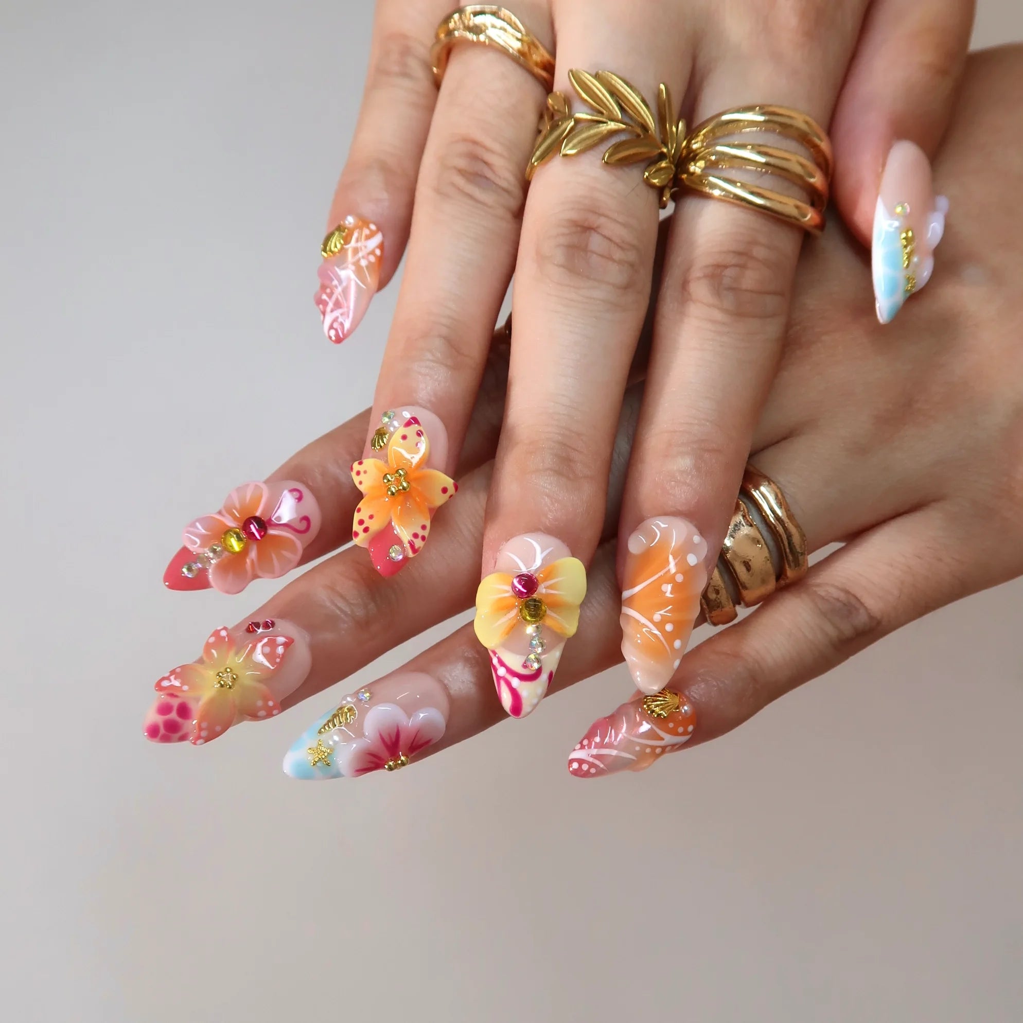 Warm & Colorful - Ersa Nails Orange Yellow PressOnNails