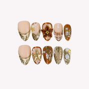 Warm & Cozy - Ersa Nails Nude Brown PressOnNails