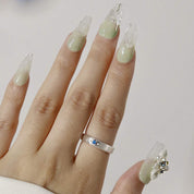 Water Lilies - Ersa Nails Jade White Medium Coffin PressOnNails