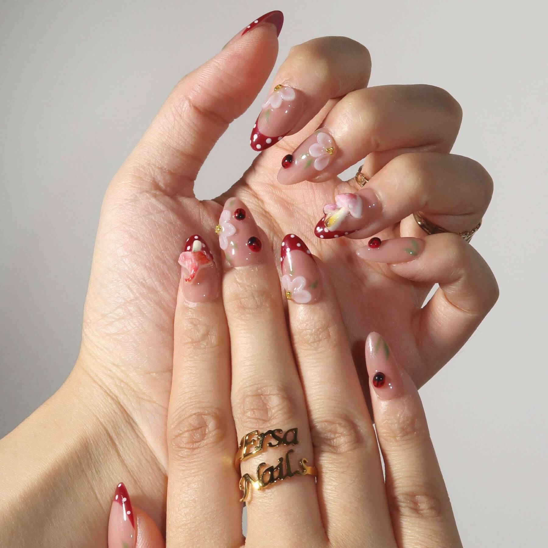 When the Rain Stops - Ersa Nails Nude Red PressOnNails