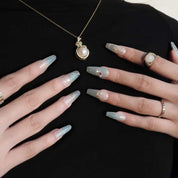 Aquarius - Ersa Nails White Mid  Coffin PressOnNails