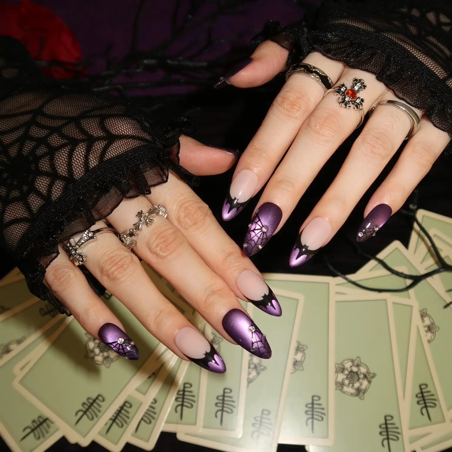 Wicked Night - Ersa Nails Nude Purple PressOnNails