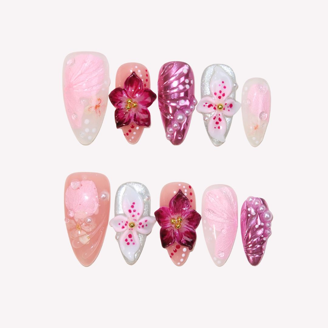 Wildest Dreams - Ersa Nails White Pink Purple PressOnNails