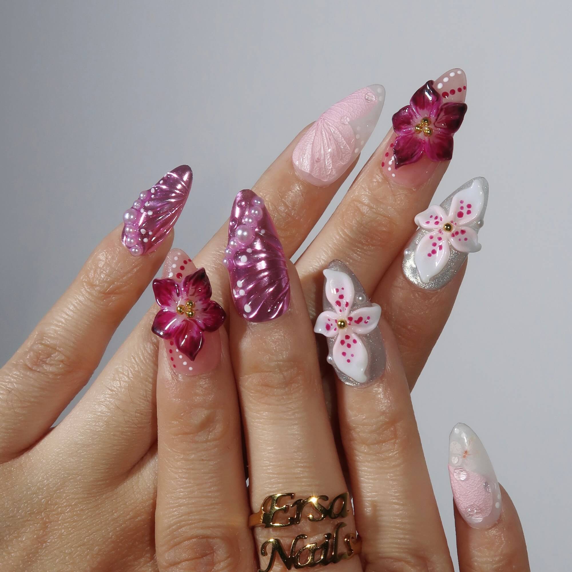 Wildest Dreams - Ersa Nails White Pink Purple PressOnNails