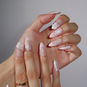 Winter's Gift - Ersa Nails Nude Pink White PressOnNails