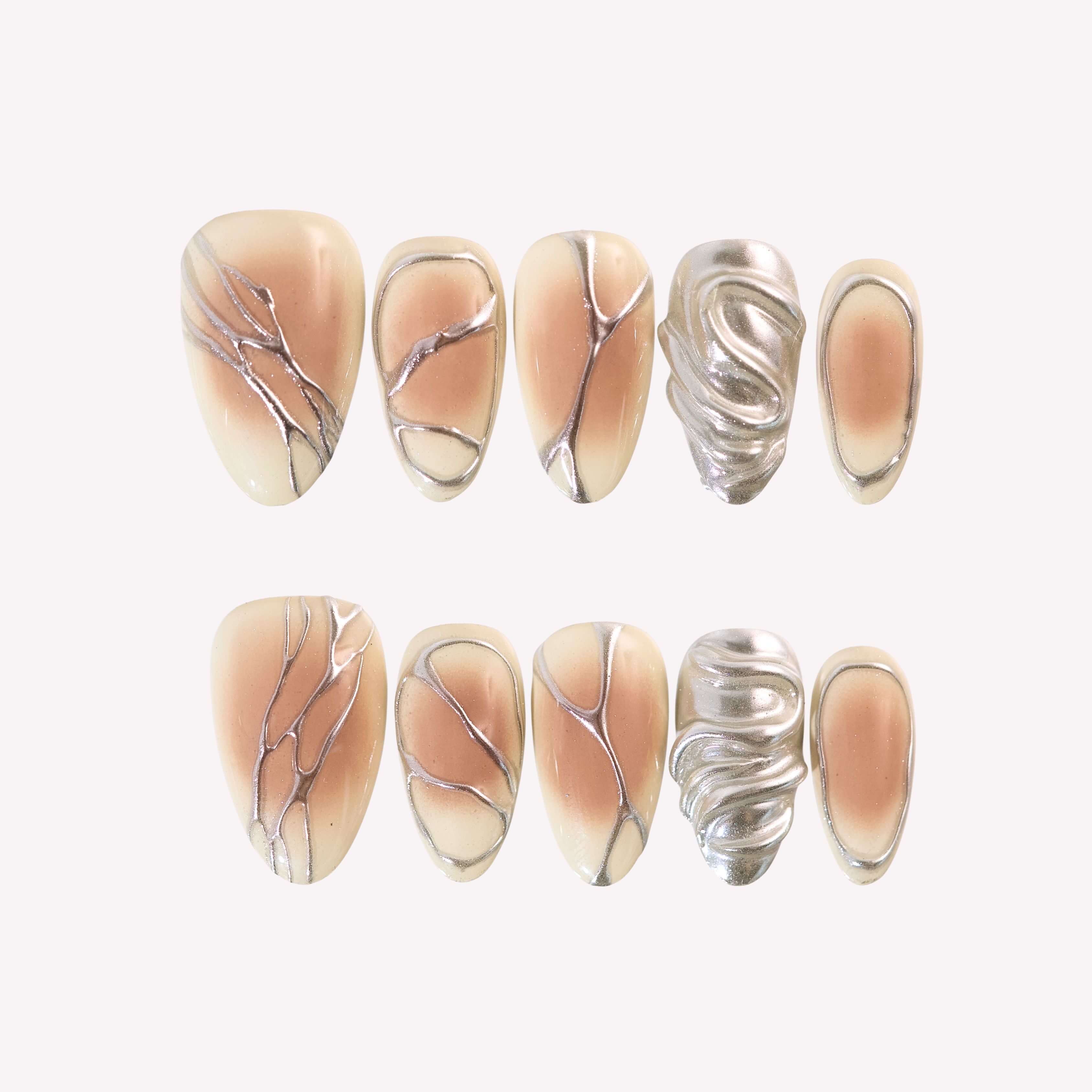 Wishful - Ersa Nails Silver Pink PressOnNails