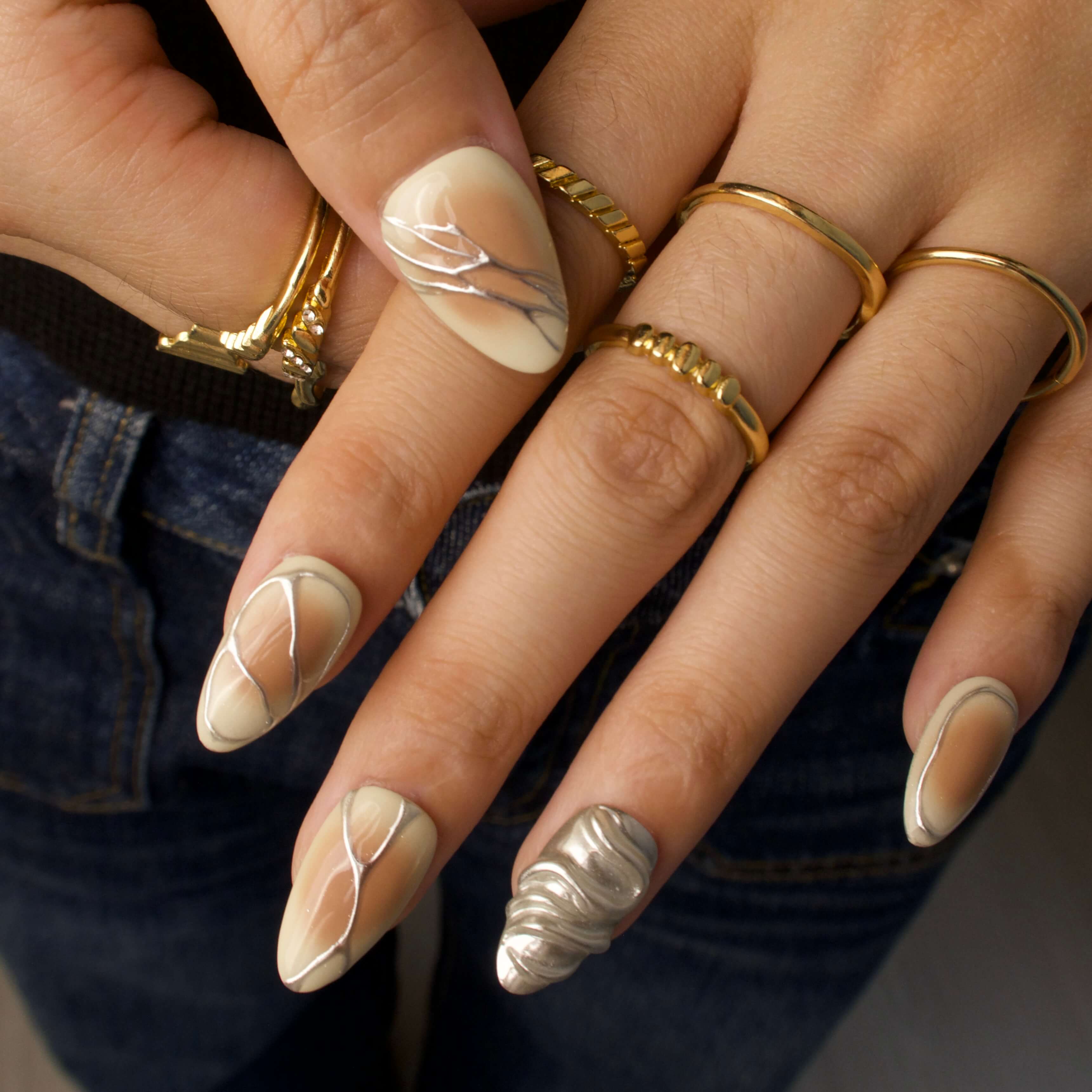 Wishful - Ersa Nails Silver Pink PressOnNails