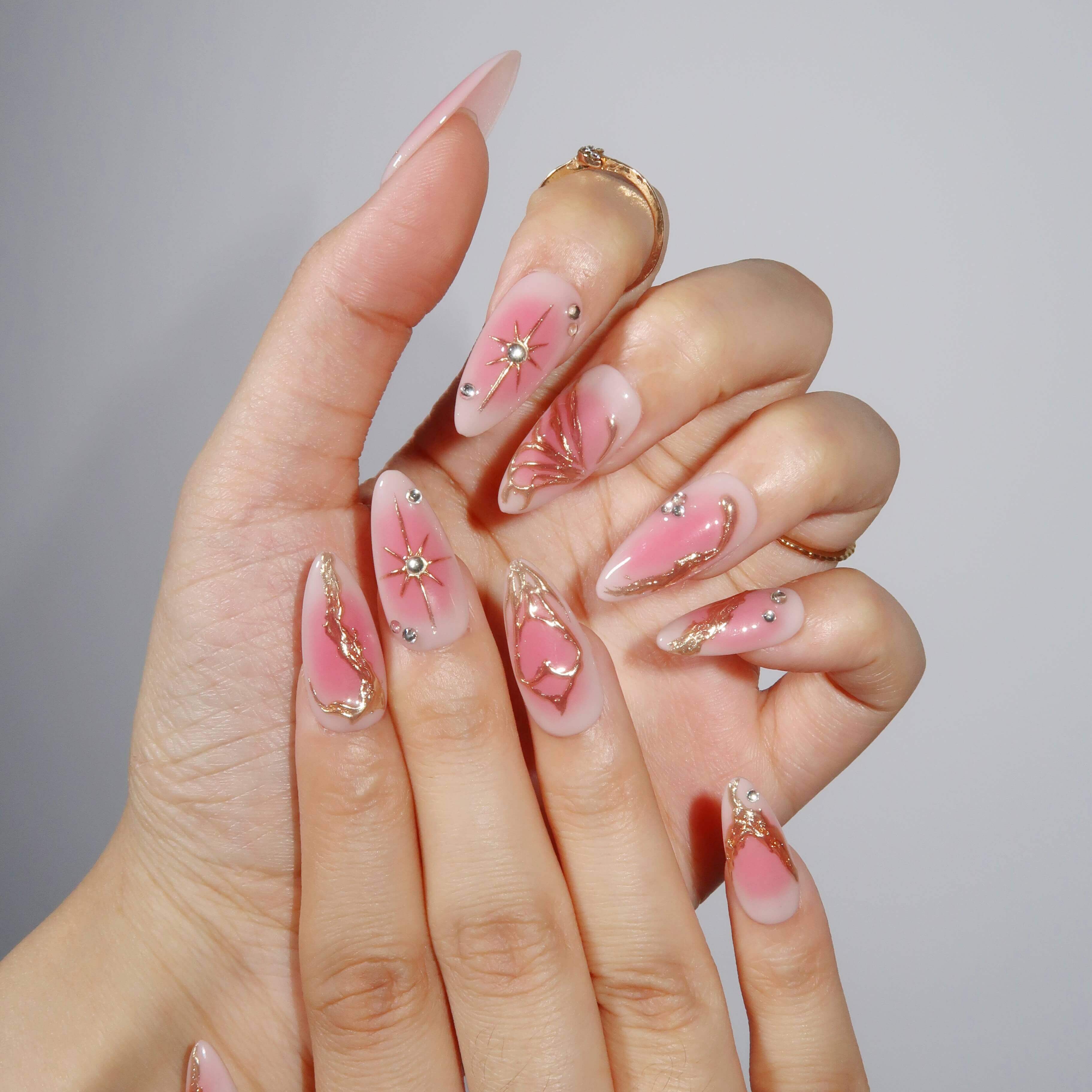 With Love - Ersa Nails Pink Gold PressOnNails