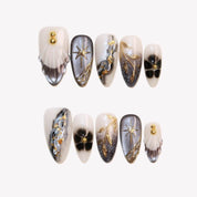 Yinyang - Ersa Nails Nude Black Gold PressOnNails