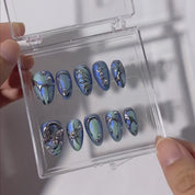  Siren - Ersa Nails Blue Silver  PressOnNails